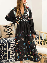 Autumn Super Embroider Black Fashion Long Sleeve Maxi Dress